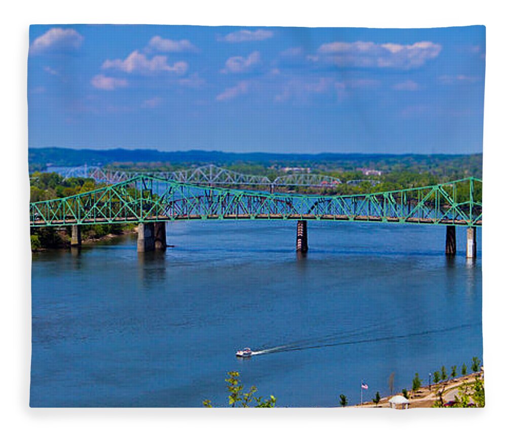 Movid Studios Fleece Blanket featuring the photograph Bridge on the Ohio River by Jonny D