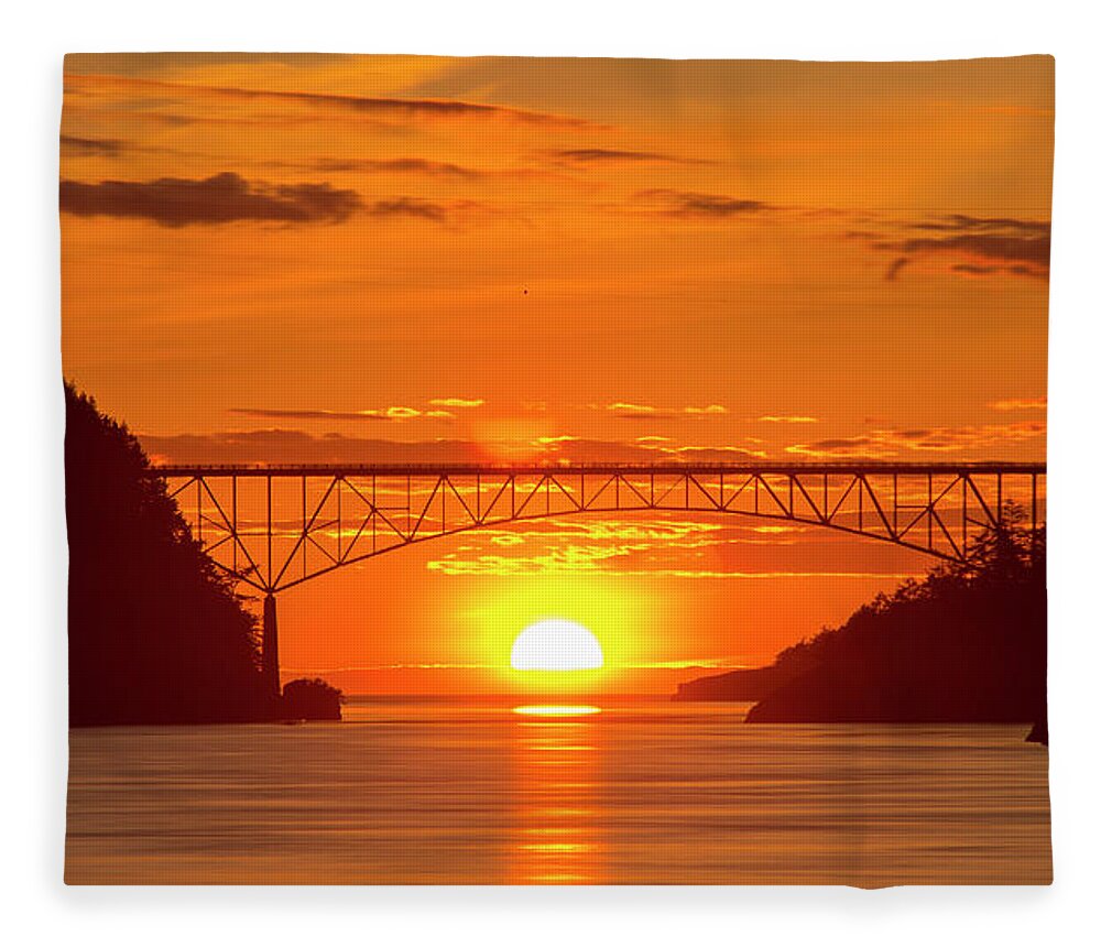 Sunset Fleece Blanket featuring the photograph Bridge Sunset by Tony Locke