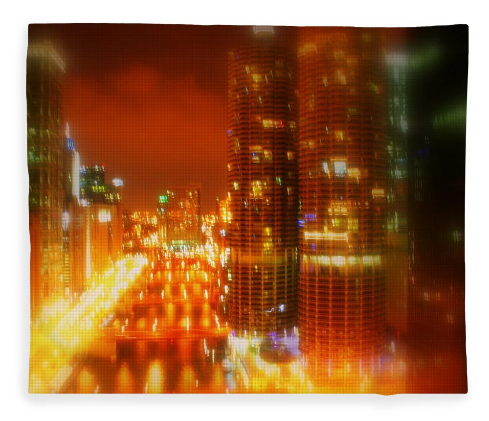 Cityscape Fleece Blanket featuring the photograph Bright Lights of Uptown by Julie Lueders 
