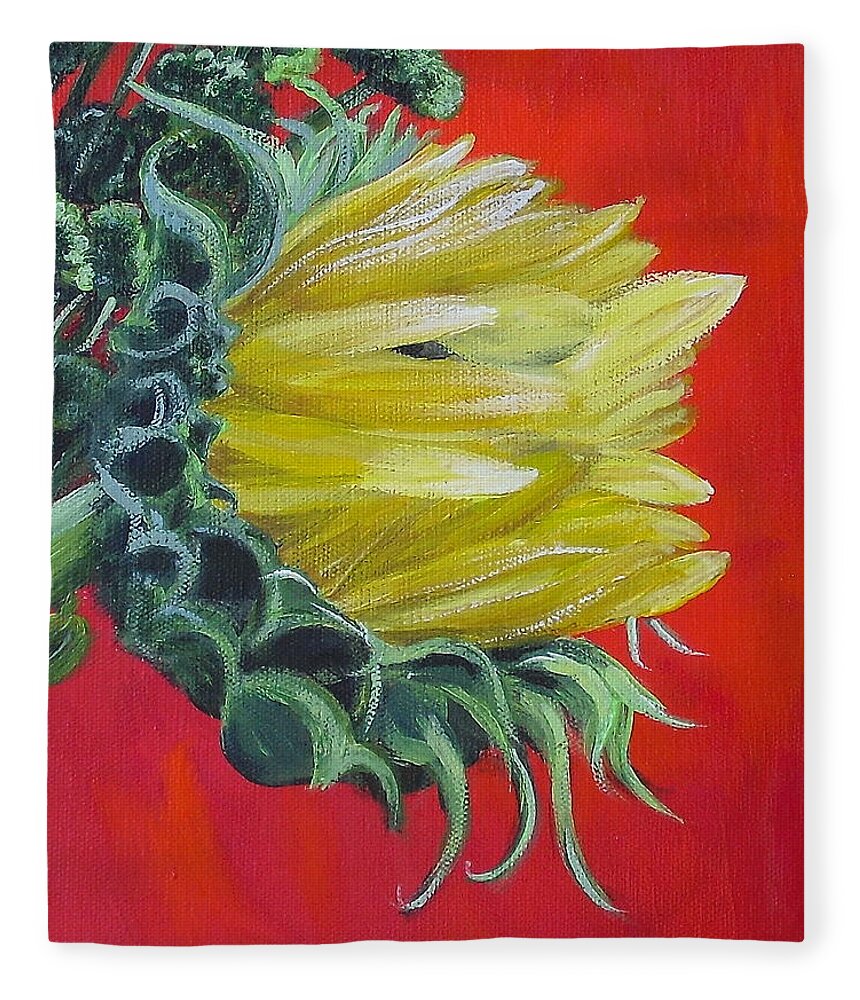 Sunflower Fleece Blanket featuring the painting Bright Sunshiny Day by Melissa Torres