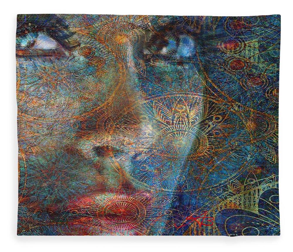 Woman Fleece Blanket featuring the painting Brilliant Eyes Oriental by Angie Braun