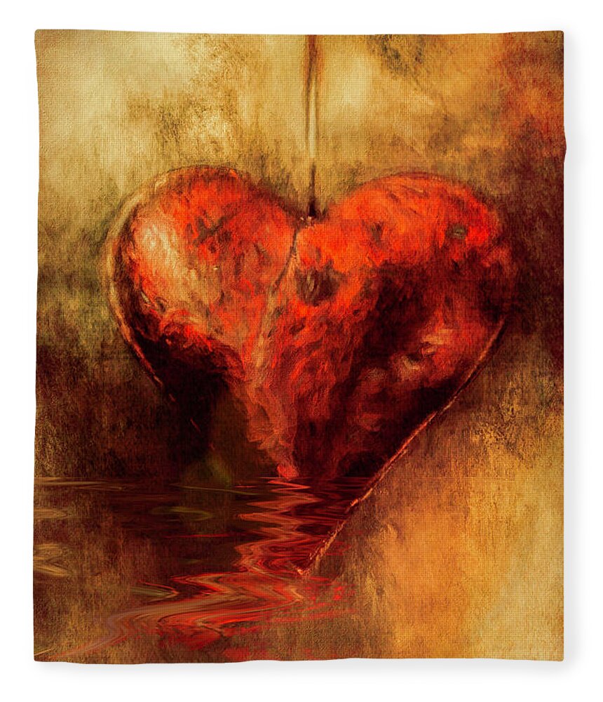 Heart Fleece Blanket featuring the digital art Broken Hearted by Elaine Teague