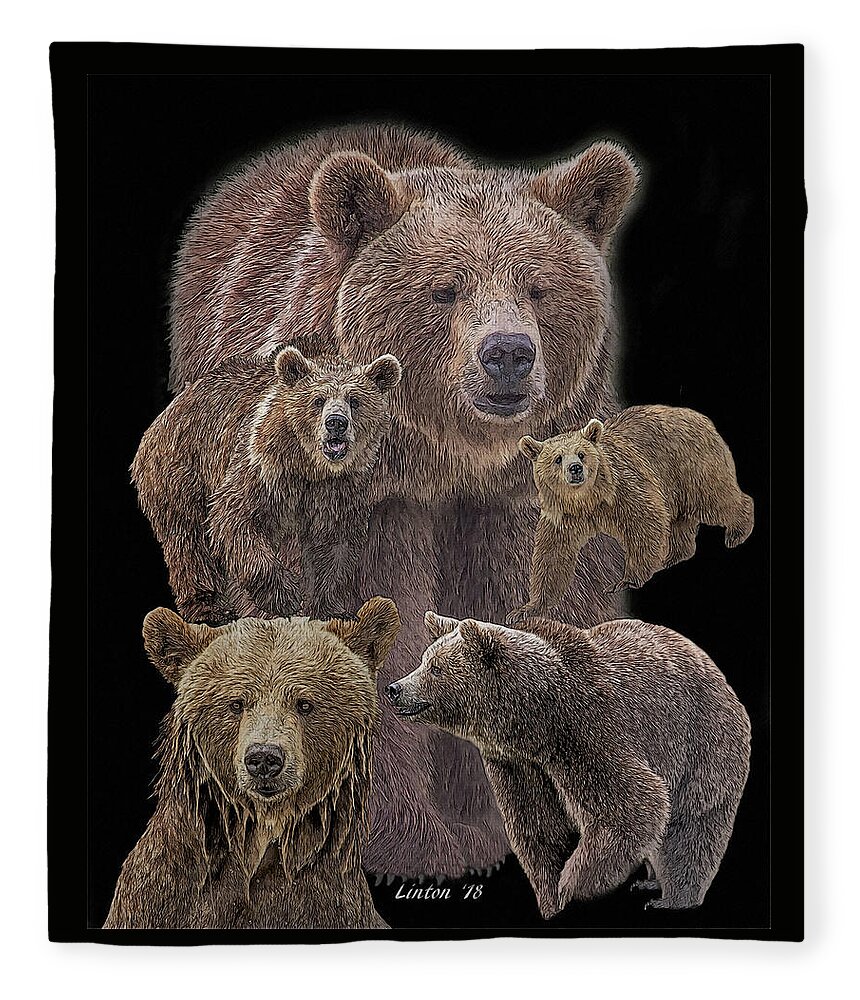 Brown Bears Fleece Blanket featuring the digital art Brown Bears 8 by Larry Linton