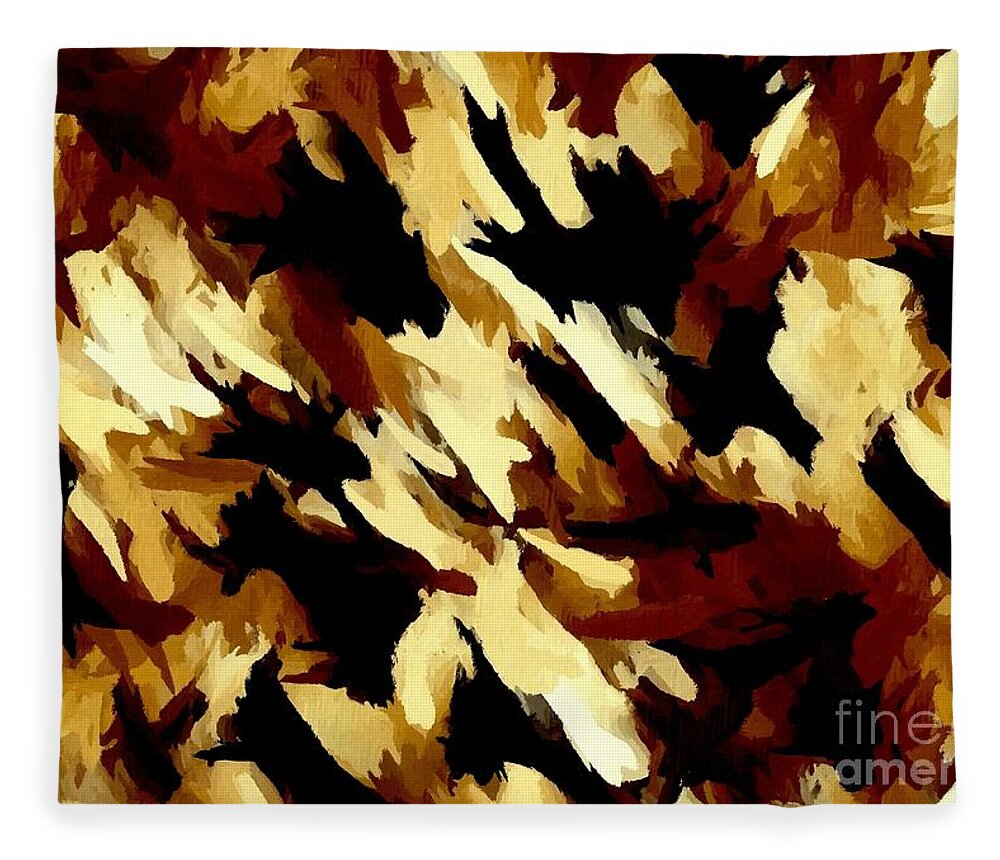 Painting Fleece Blanket featuring the digital art Brown Tan Black Abstract II by Delynn Addams