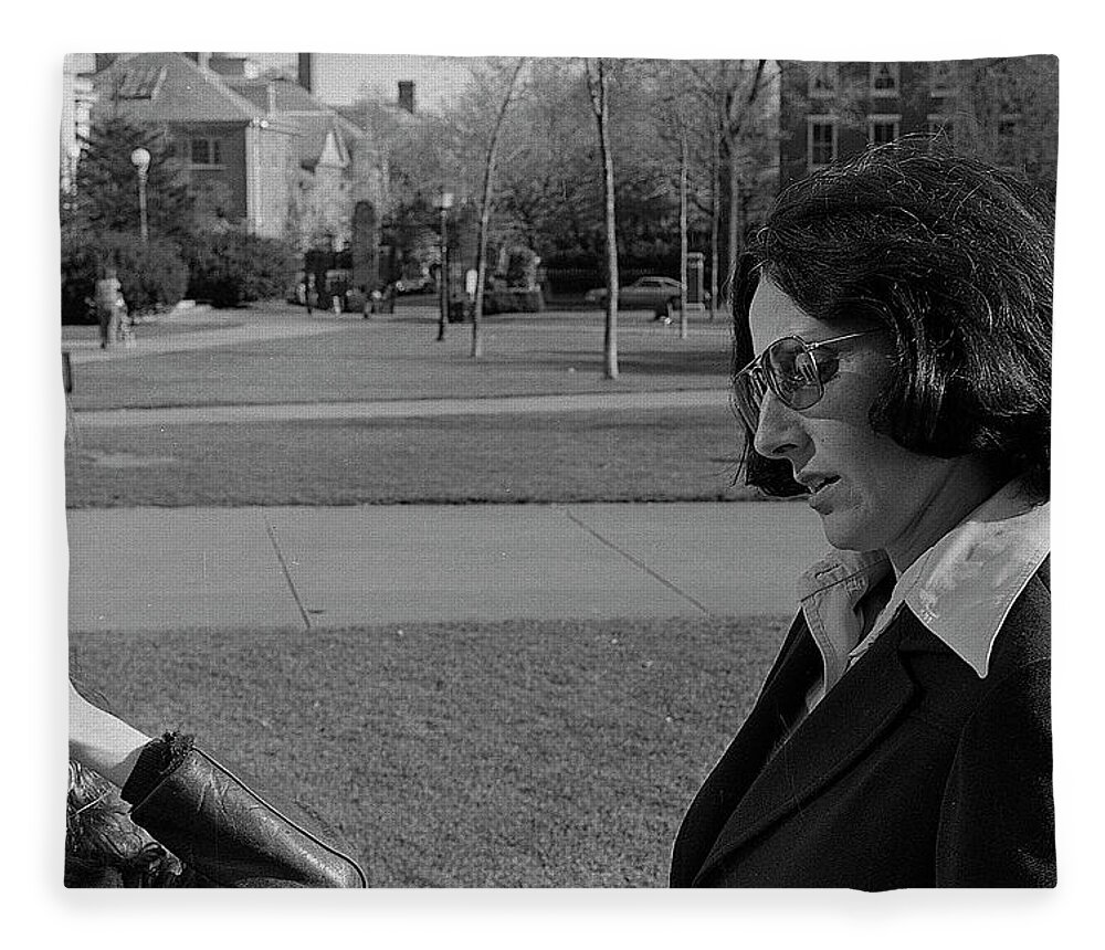 Brown University Fleece Blanket featuring the photograph Brown University Student and his Mother, 1975 by Jeremy Butler