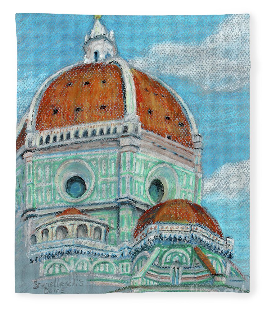 Art Fleece Blanket featuring the pastel Brunelleschi Dome in Oil Pastel by Adam Long by Adam Long