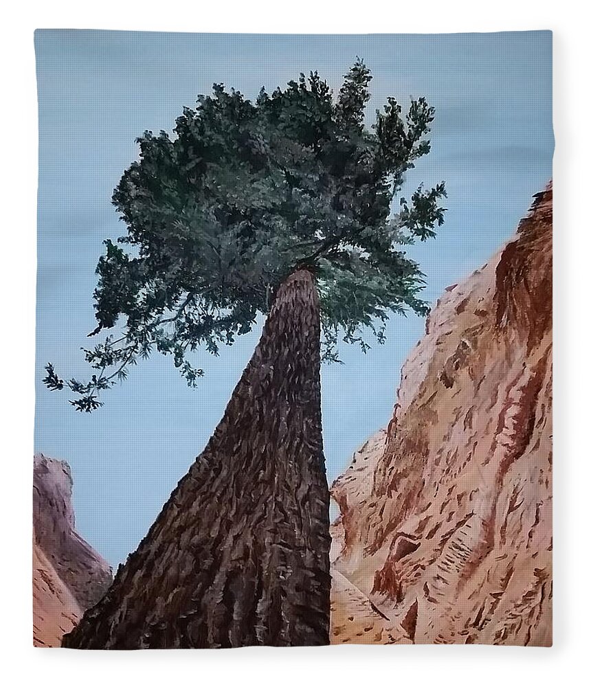 Pine Fleece Blanket featuring the painting Bryce pine by Kevin Daly