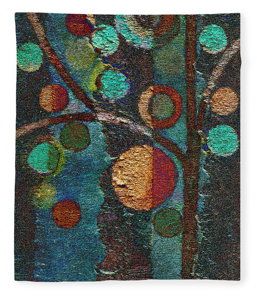 Tree Fleece Blanket featuring the painting Bubble Tree - spc02bt05 - Left by Variance Collections