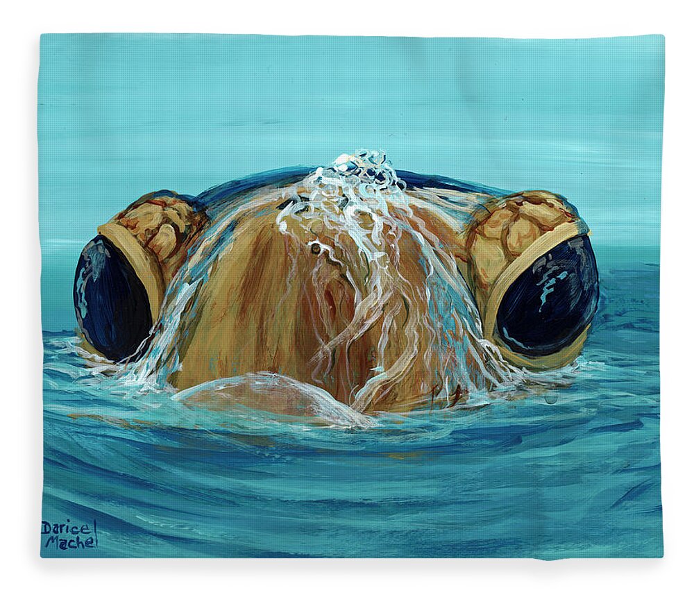 Honu Fleece Blanket featuring the painting Bubbles by Darice Machel McGuire