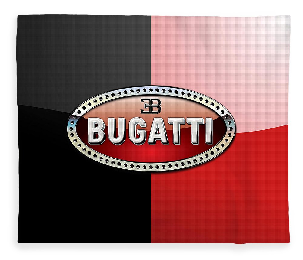 Wheels Of Fortune By Serge Averbukh Fleece Blanket featuring the photograph Bugatti 3 D Badge on Red and Black by Serge Averbukh