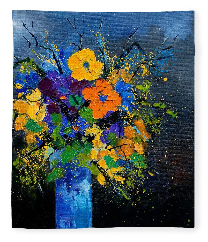Poppies Fleece Blanket featuring the painting Bunch 1007 by Pol Ledent