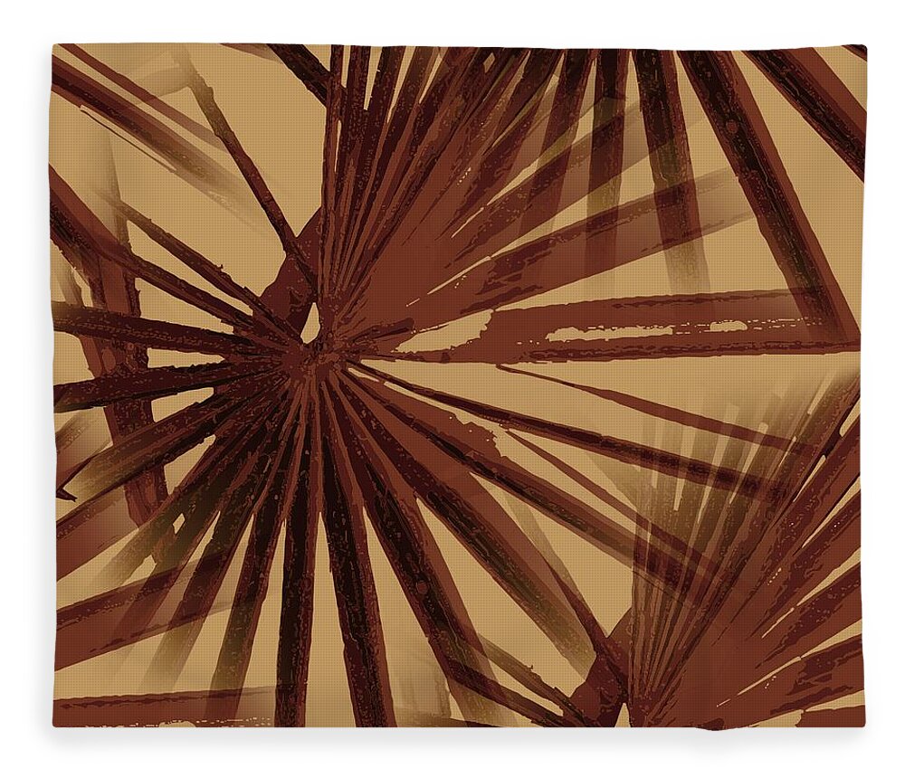 Burgundy Fleece Blanket featuring the digital art Burgundy and Coffee Tropical Beach Palm Vector by Taiche Acrylic Art
