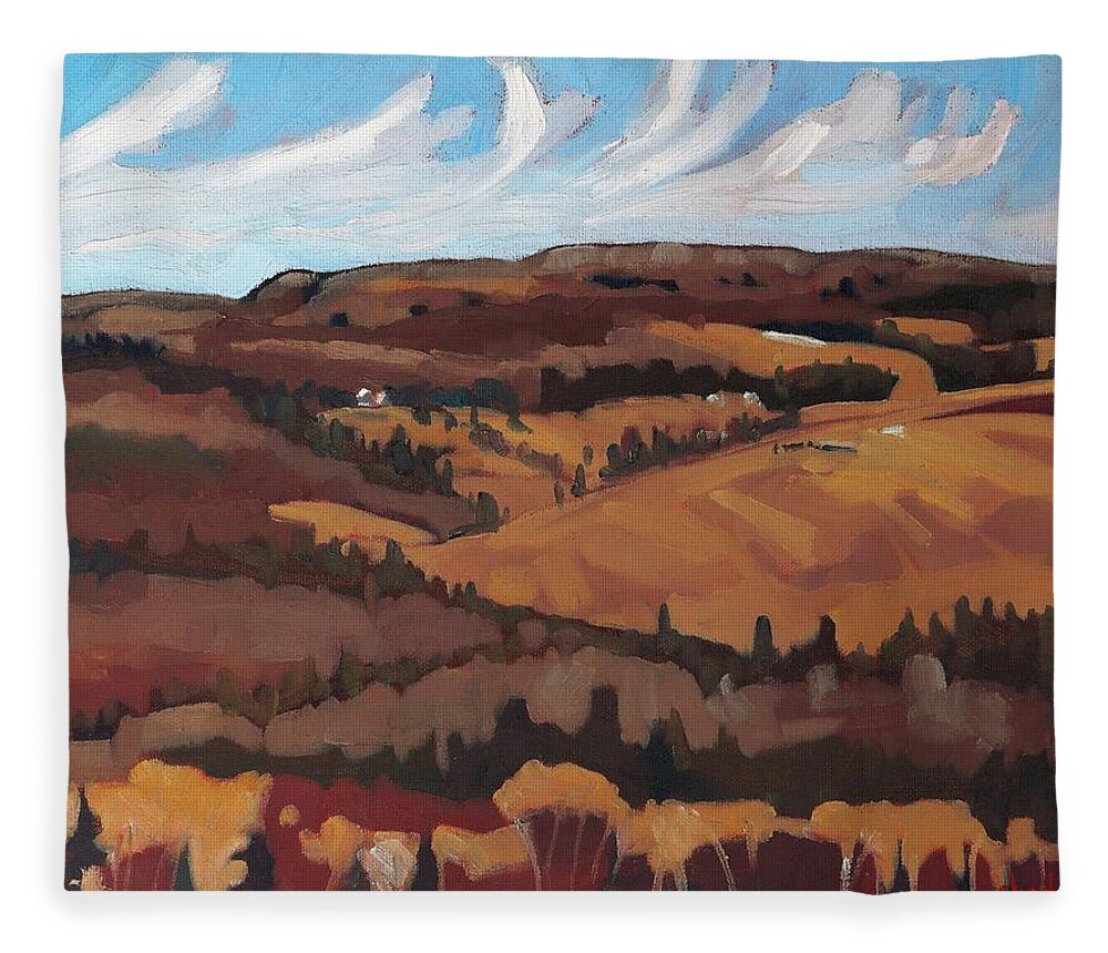 Spring Fleece Blanket featuring the painting Burks Falls Vista by Phil Chadwick