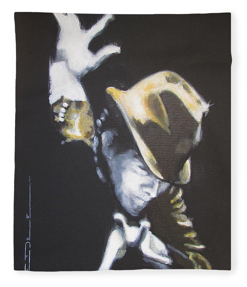 Tom Waits - American Singer-songwriter Fleece Blanket featuring the painting Burma Shave 1979 by Eric Dee