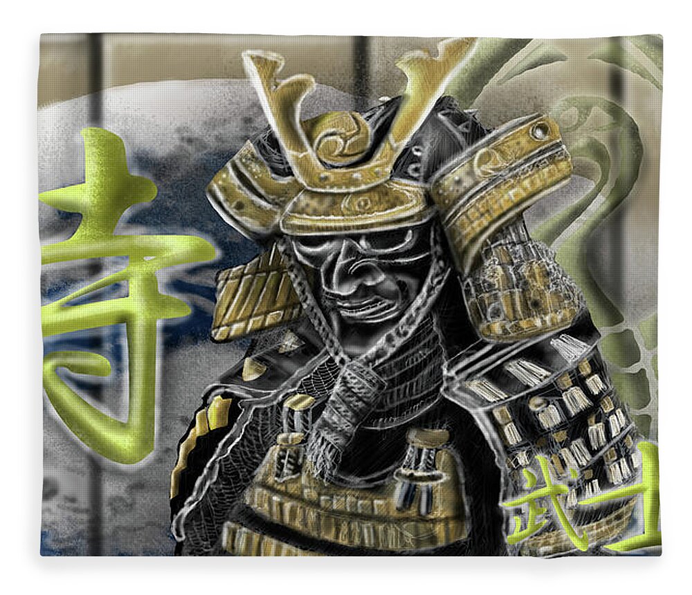 Samurai Armor Study Fleece Blanket featuring the painting Bushido The Art of War by Rob Hartman