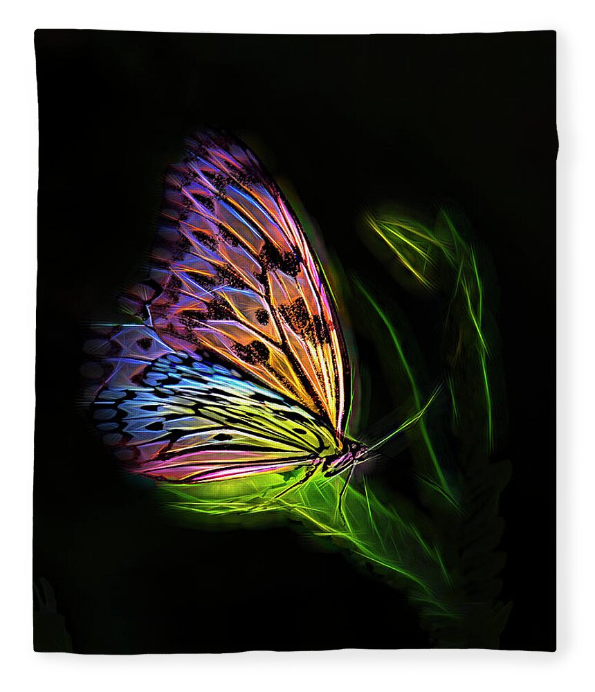 Fantasy Fleece Blanket featuring the digital art Butterfly Fantasy 2a by Walter Herrit