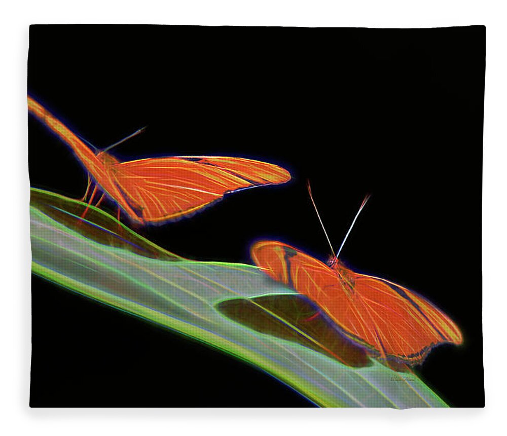 Digital Fleece Blanket featuring the digital art Butterfly Love 1b by Walter Herrit