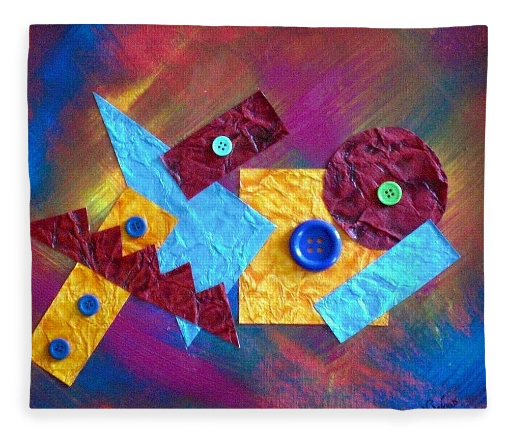 Abstract Fleece Blanket featuring the painting Button Up by Nancy Sisco