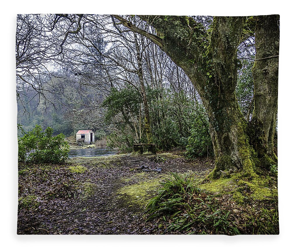 Ireland Fleece Blanket featuring the photograph Cabin in the Woods by WAZgriffin Digital