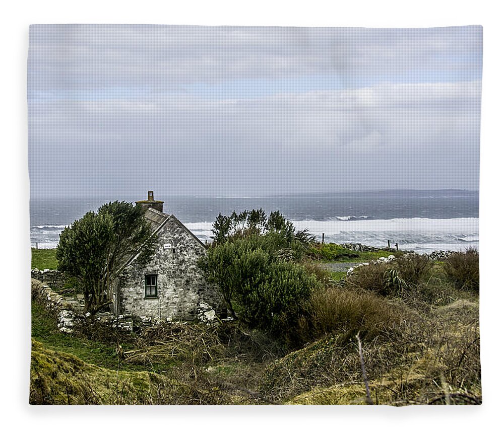 Original Fleece Blanket featuring the photograph Cabin on the Irish west Coast near Dooling, Ireland by WAZgriffin Digital