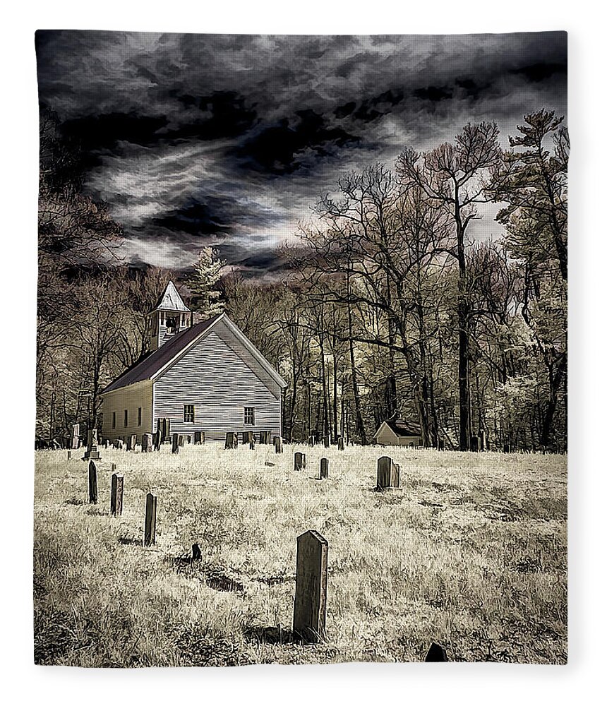 Cades Cove Fleece Blanket featuring the photograph Cades Cove Church by Steve Zimic
