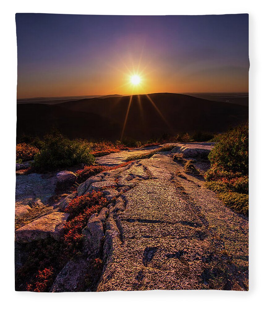 Maine Fleece Blanket featuring the photograph Cadillac Sunset by White Mountain Images