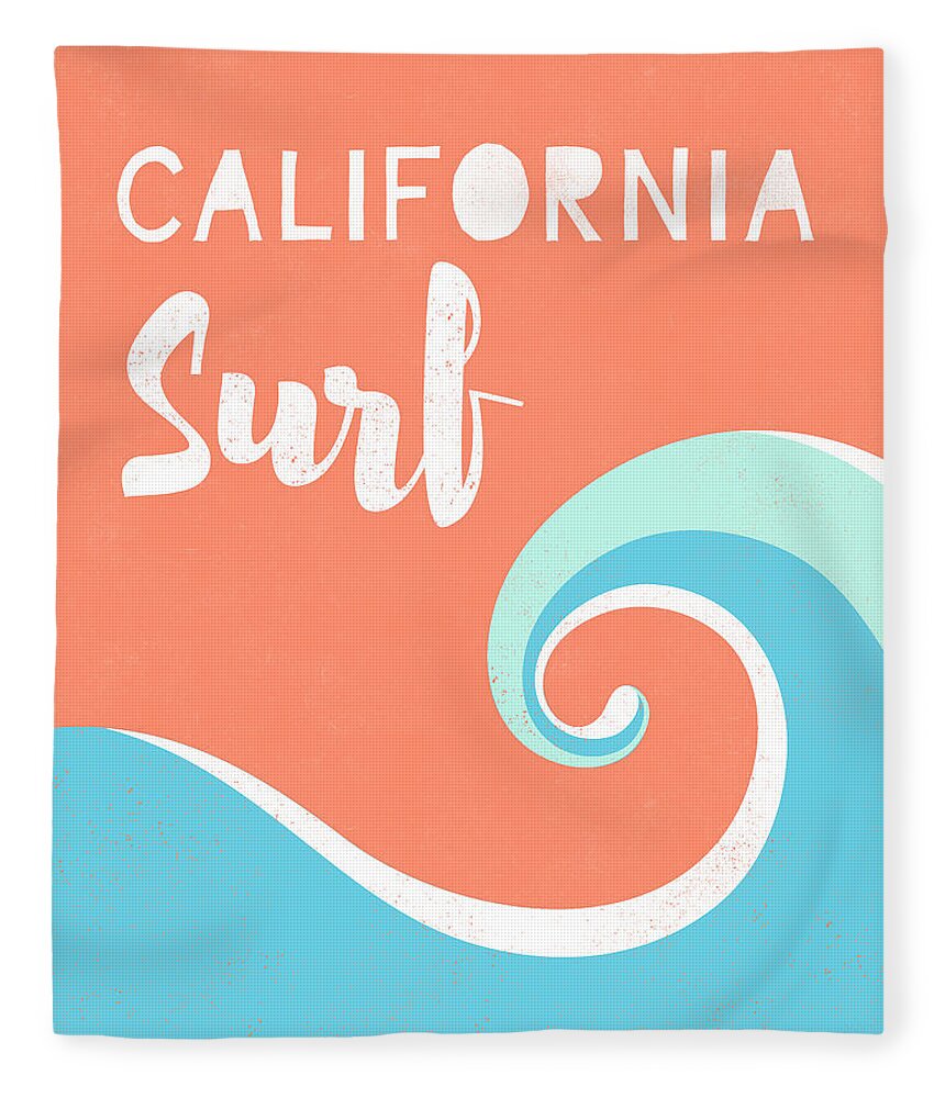 Surf Fleece Blanket featuring the digital art California Surf- Art by Linda Woods by Linda Woods