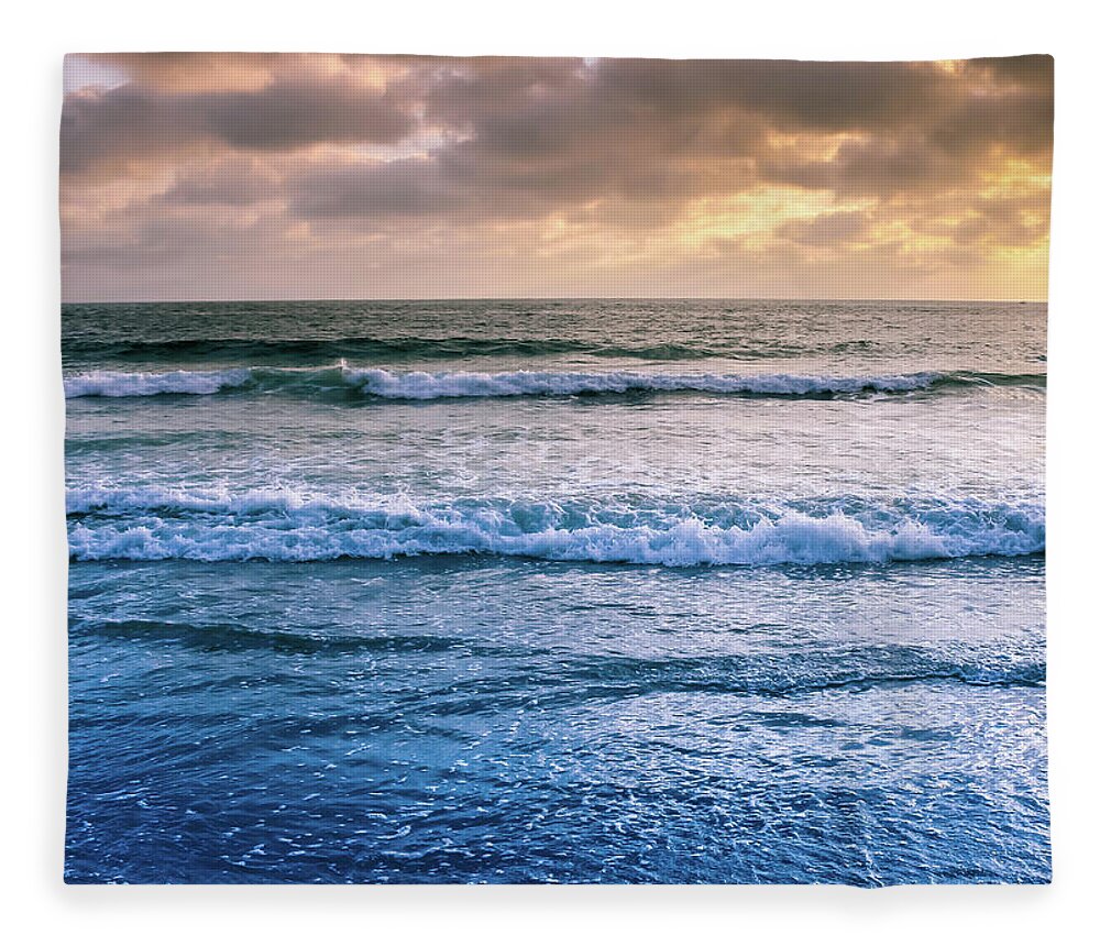 Ocean Fleece Blanket featuring the photograph Calming by Alison Frank
