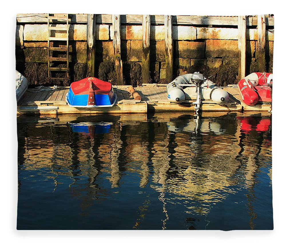 Saescape Fleece Blanket featuring the photograph Camden Boats by Doug Mills