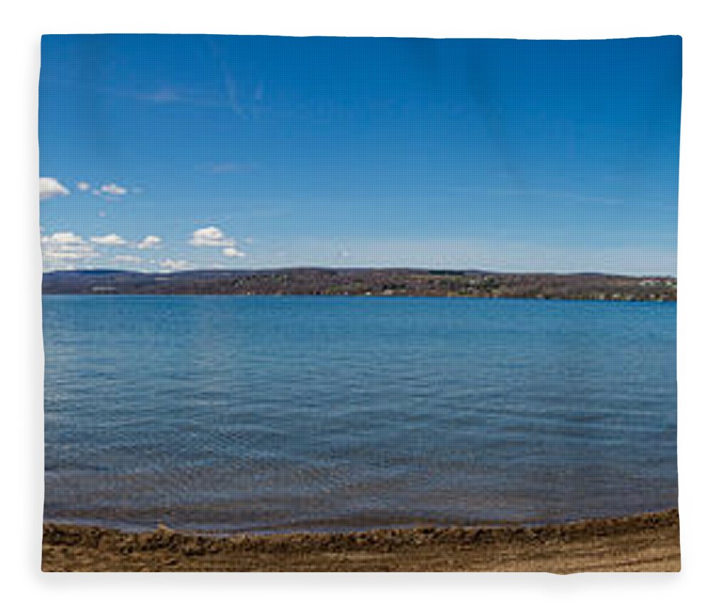 Shade Fleece Blanket featuring the photograph Canandaigua Beach Panorama by William Norton