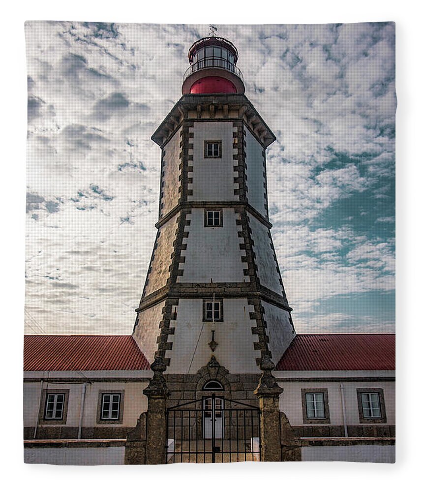 Lighthouse Fleece Blanket featuring the photograph Cape Espichel Lighthouse by Carlos Caetano