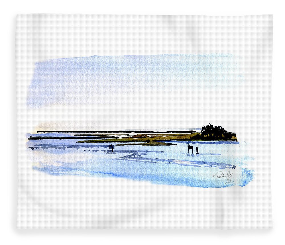 Landscape Fleece Blanket featuring the painting Cape Fear Intercoastal Morning by Paul Gaj