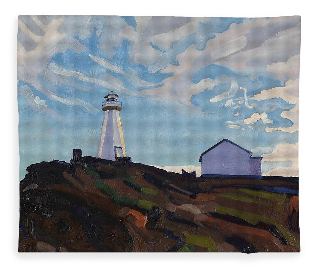 888 Fleece Blanket featuring the painting Cape Spear Light by Phil Chadwick