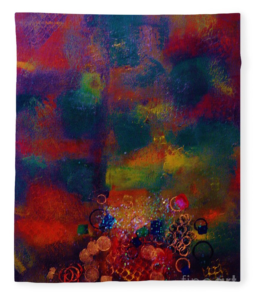 Abstract Fleece Blanket featuring the painting Caribbean Treasures by Catalina Walker