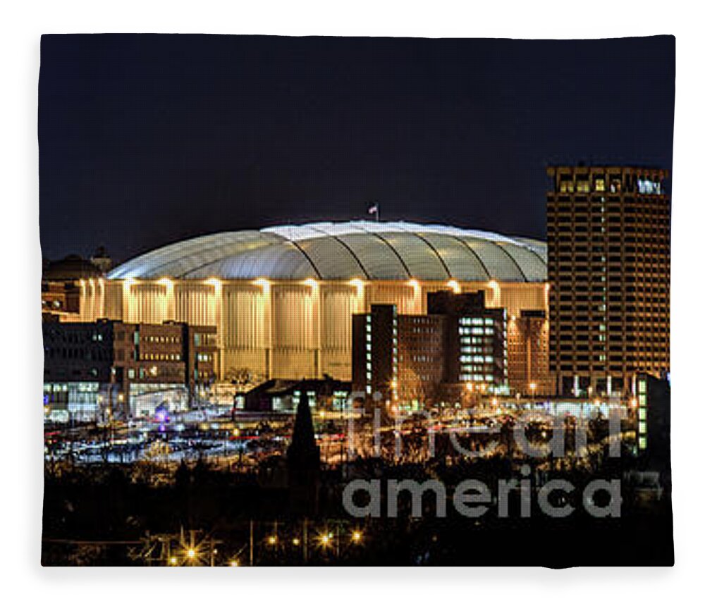 Skyline Fleece Blanket featuring the photograph Carrier Dome and Syracuse Skyline Panoramic View by Rod Best