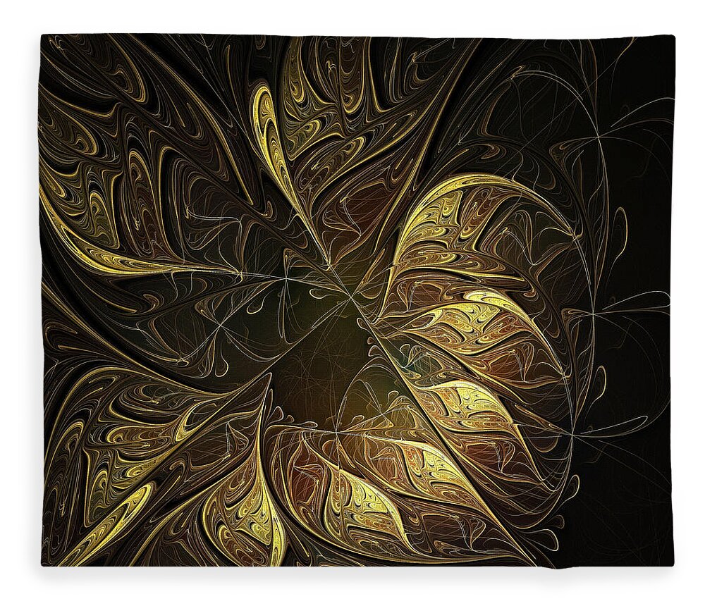 Digital Art Fleece Blanket featuring the digital art Carved in gold by Amanda Moore