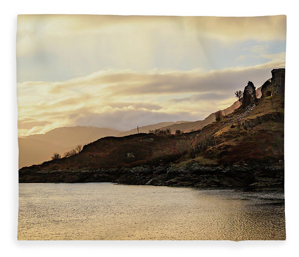 Castle Moil Fleece Blanket featuring the photograph Castle Moil Sunrise by Holly Ross