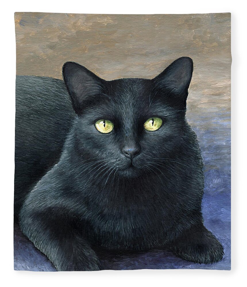 Cat Fleece Blanket featuring the painting Cat 621 by Lucie Dumas