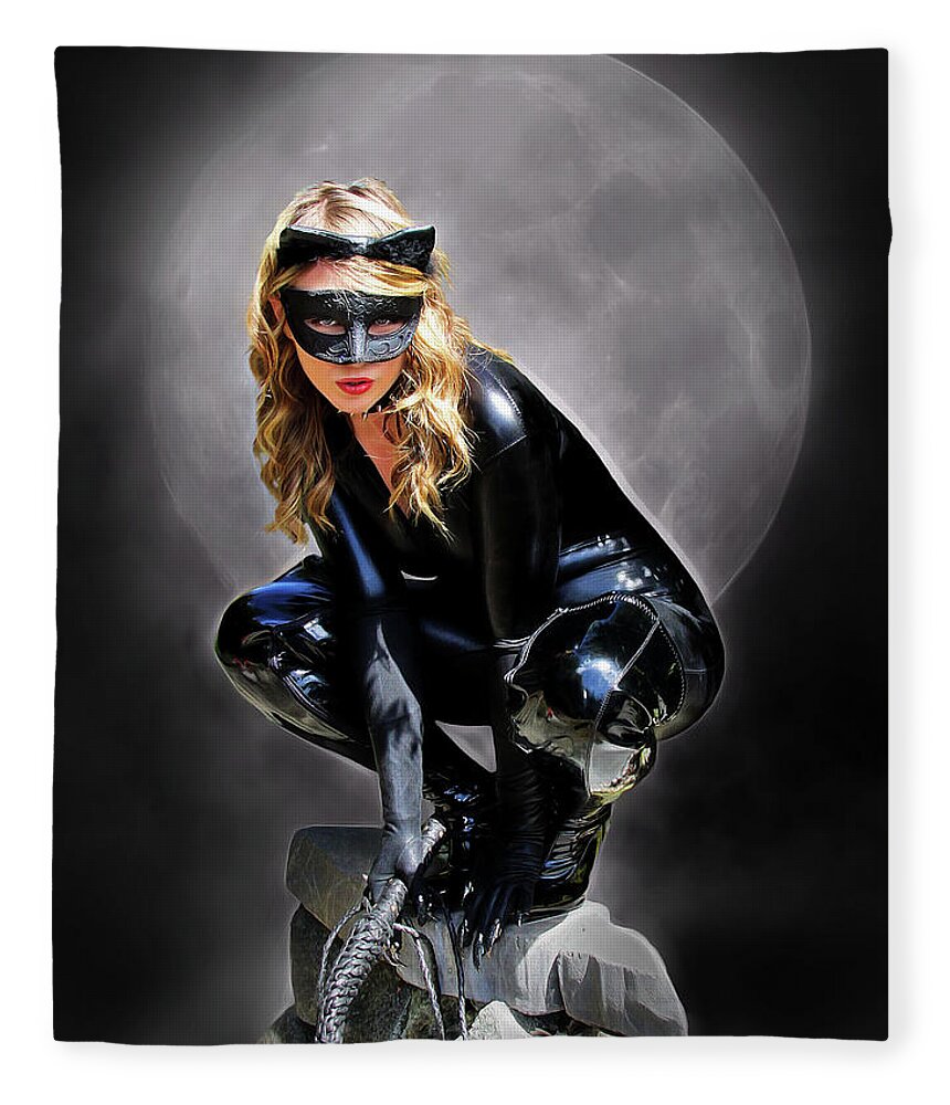 Cat Woman Fleece Blanket featuring the photograph Cat Ready To Pouch by Jon Volden