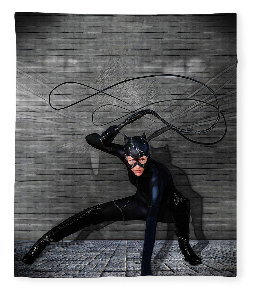 Cat Woman Fleece Blanket featuring the photograph Cat Woman Unleashed by Jon Volden