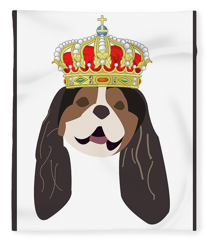Dog Fleece Blanket featuring the digital art Cavalier King Charles by Caroline Elgin
