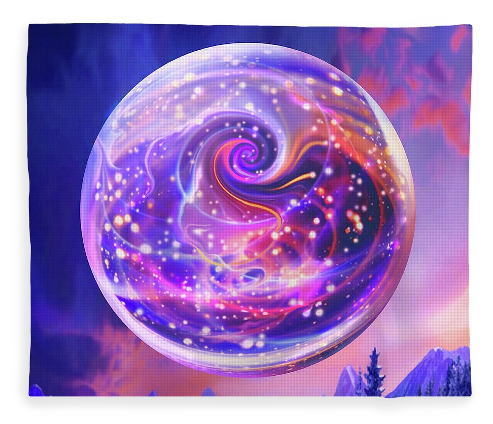 Celestial Fleece Blanket featuring the digital art Celestial Snow Globe by Robin Moline