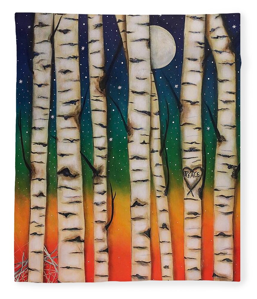 Chakras Fleece Blanket featuring the painting Chakra Rainbow Forest by Deborha Kerr