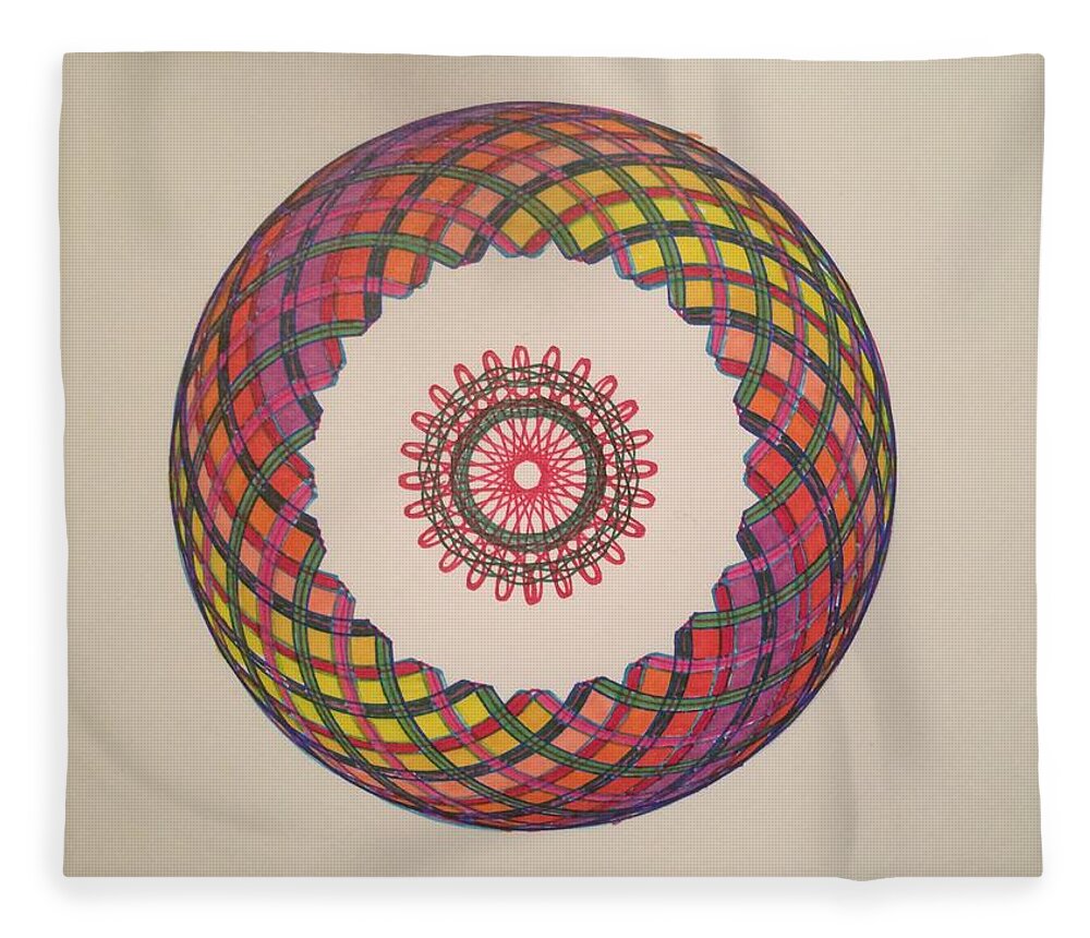 Spirograph Fleece Blanket featuring the mixed media Chakra study 1 by Steve Sommers