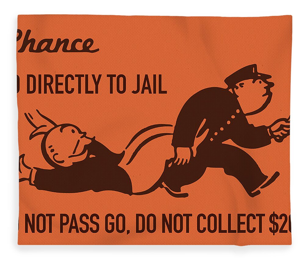 Chance Card Vintage Monopoly Go Directly To Jail Fleece Blanket For Sale By Design Turnpike