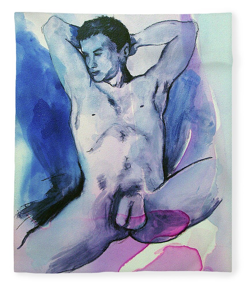 Nude Boy Fleece Blanket featuring the painting Chance by Rene Capone
