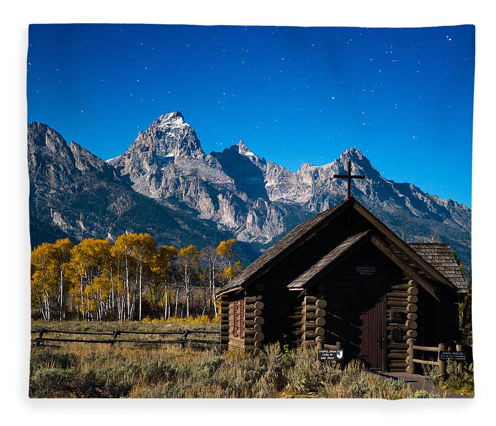 Tetons Fleece Blanket featuring the photograph Chapel of Transfiguration by Darren White