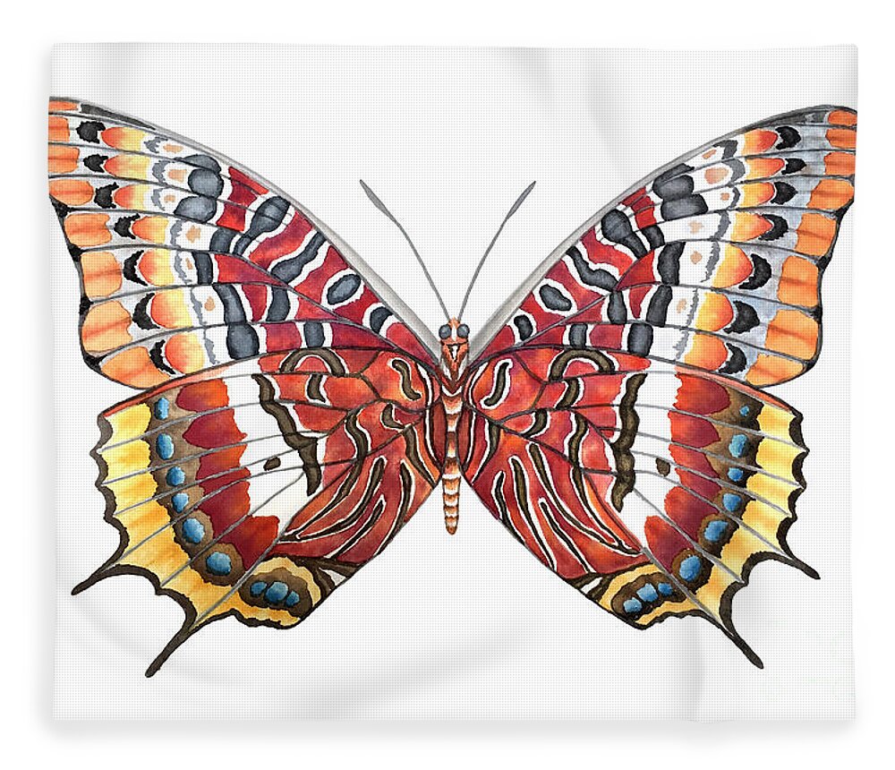 Butterfly Fleece Blanket featuring the painting Charaxes Butterfly by Lucy Arnold