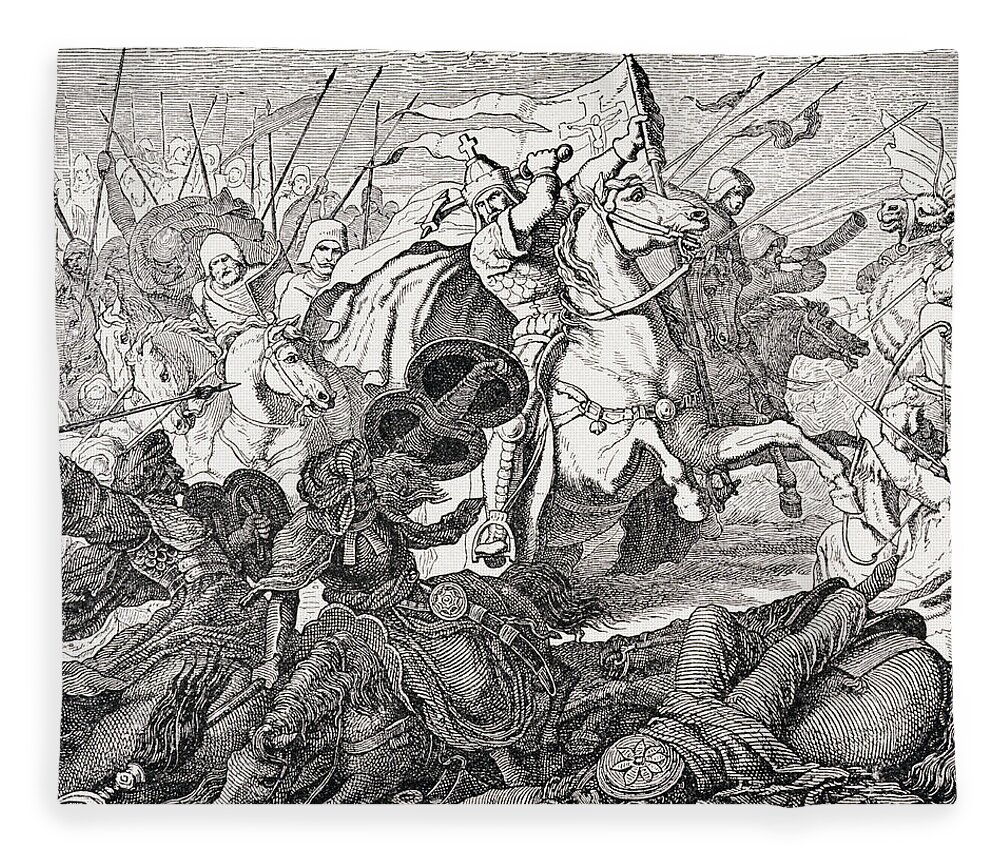 Charles Martel Fleece Blanket featuring the drawing Charles Martel by French School