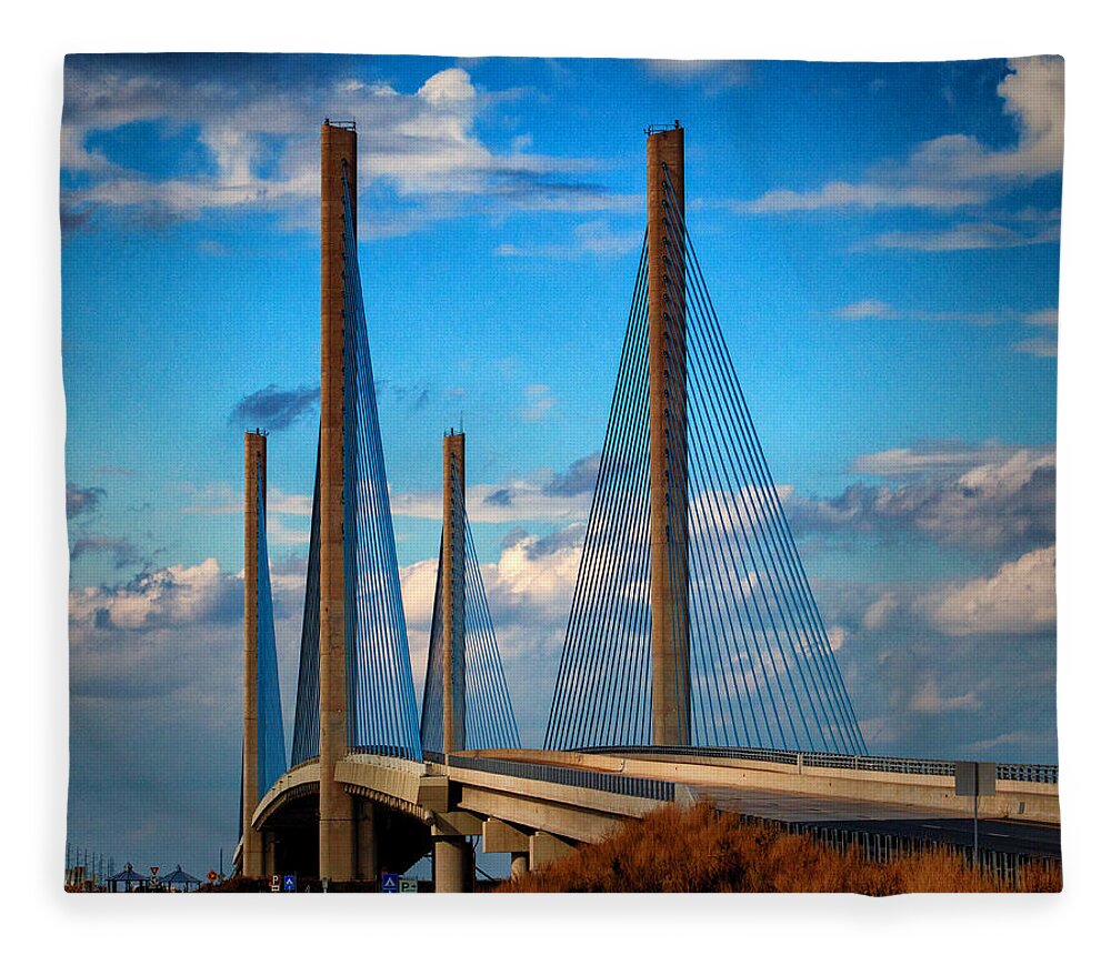 Indian River Bridge Fleece Blanket featuring the photograph Charles W Cullen Bridge South Approach by Bill Swartwout